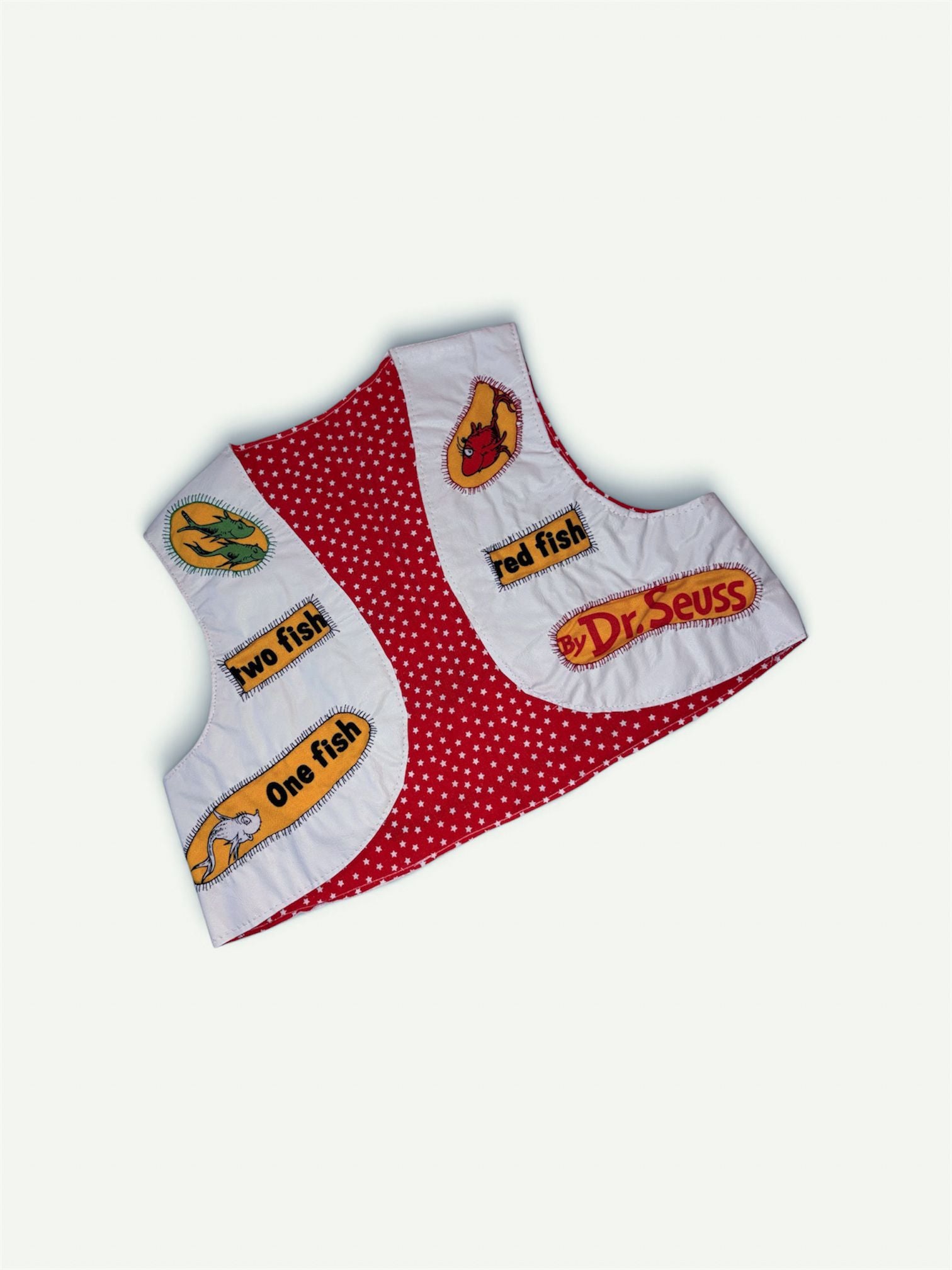 Handmade Dr Suess White Vinyl Leather Kids Vest