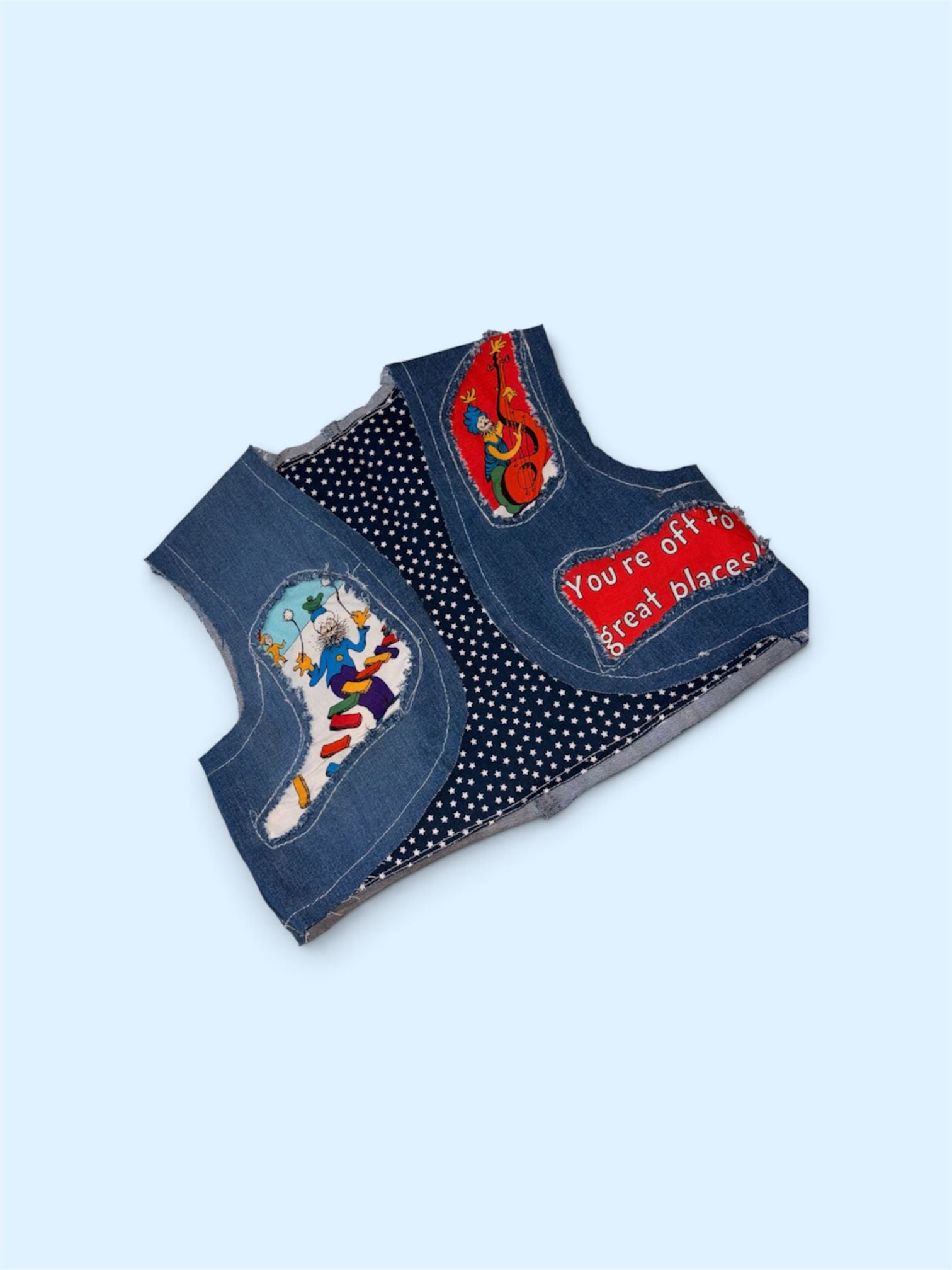 Handmade Dr Suess Denim Kids Vest